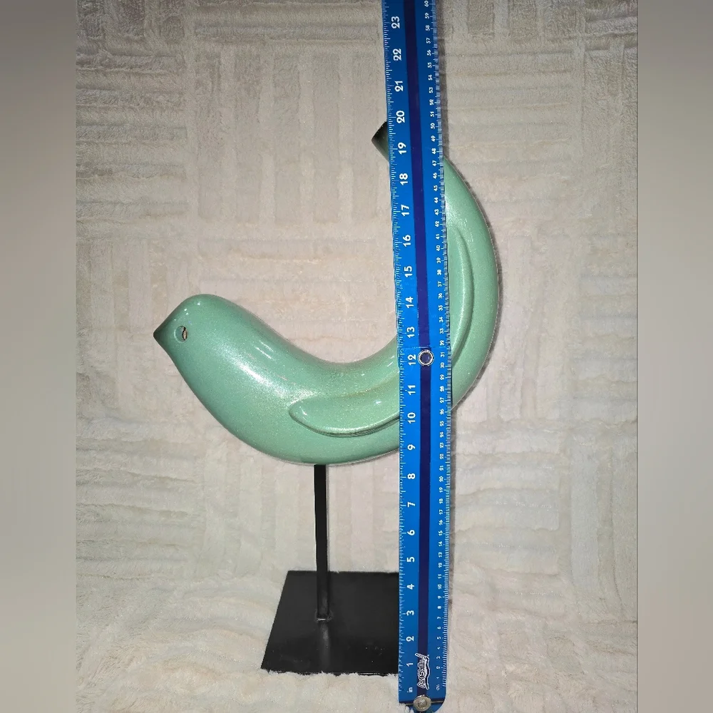 Elegant Teal Bird Sculpture